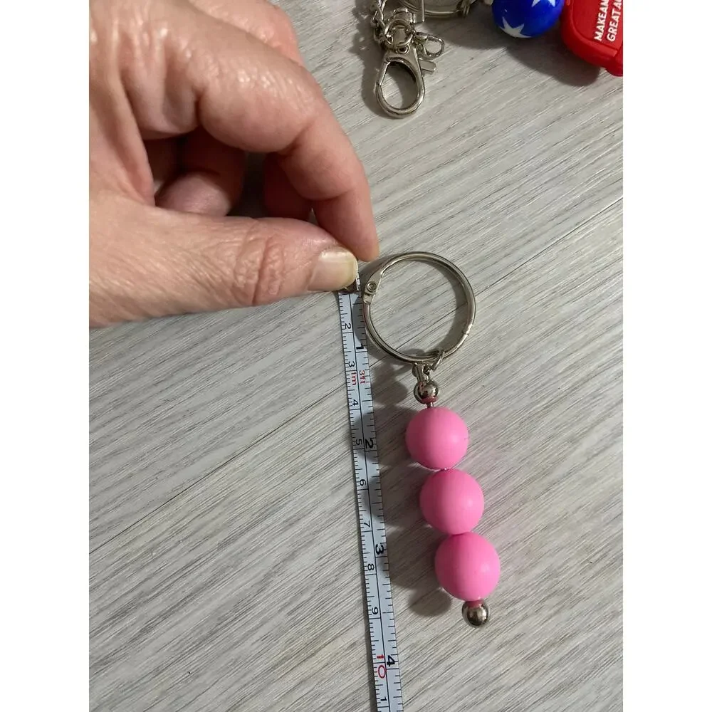 Pink bead purse charm keychain